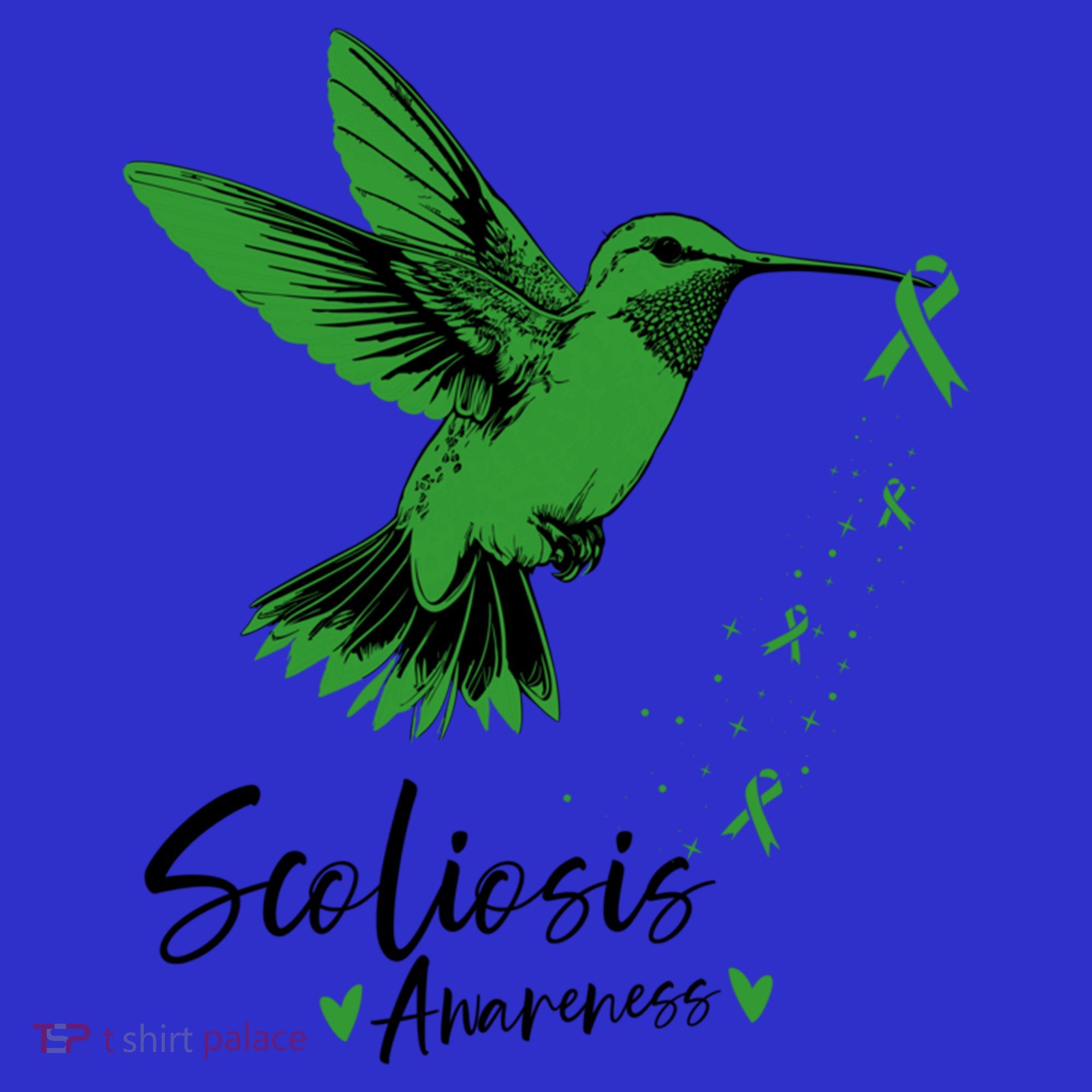 Scoliosis Warrior Green Hummingbird Scoliosis Awareness Gift T-Shirt