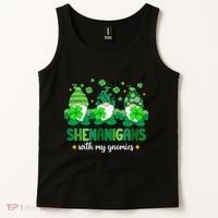 Shenanigans With Gnomies St Patrick Day Tank Top thumb 2