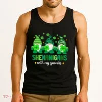 Shenanigans With Gnomies St Patrick Day Tank Top thumb 3