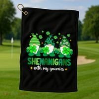 Shenanigans With Gnomies St Patrick Day Golf Towel thumb 1