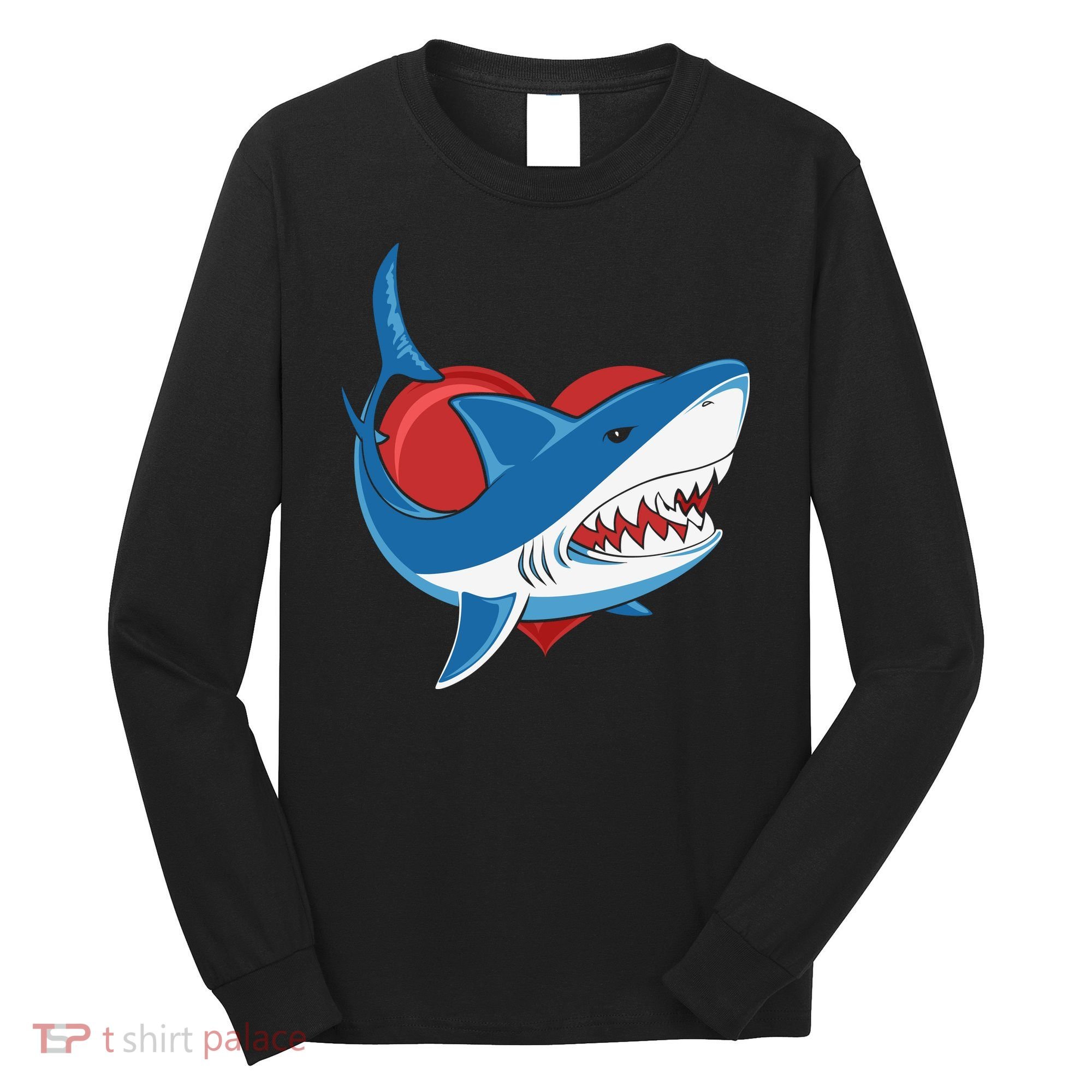 Shark With Heart, Shark Lovers Valentine Gift For Valentine Day Long Sleeve Shirt