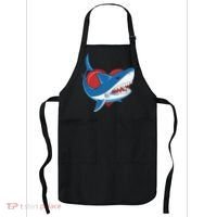 Shark With Heart, Shark Lovers Valentine Gift For Valentine Day Apron thumb 0