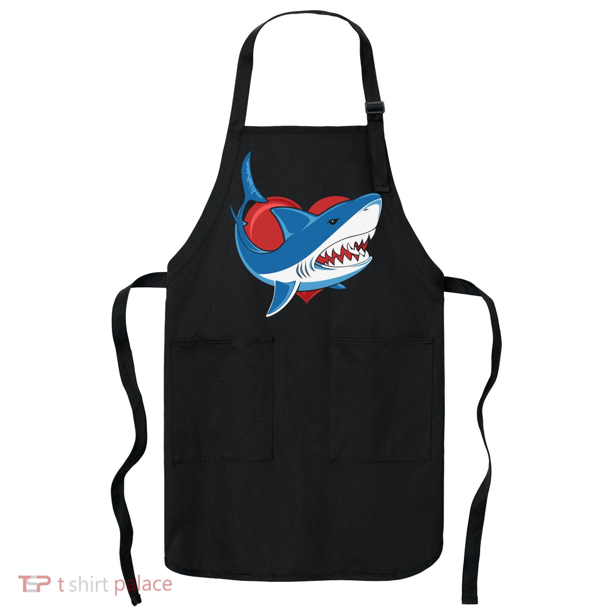 Shark With Heart, Shark Lovers Valentine Gift For Valentine Day Apron