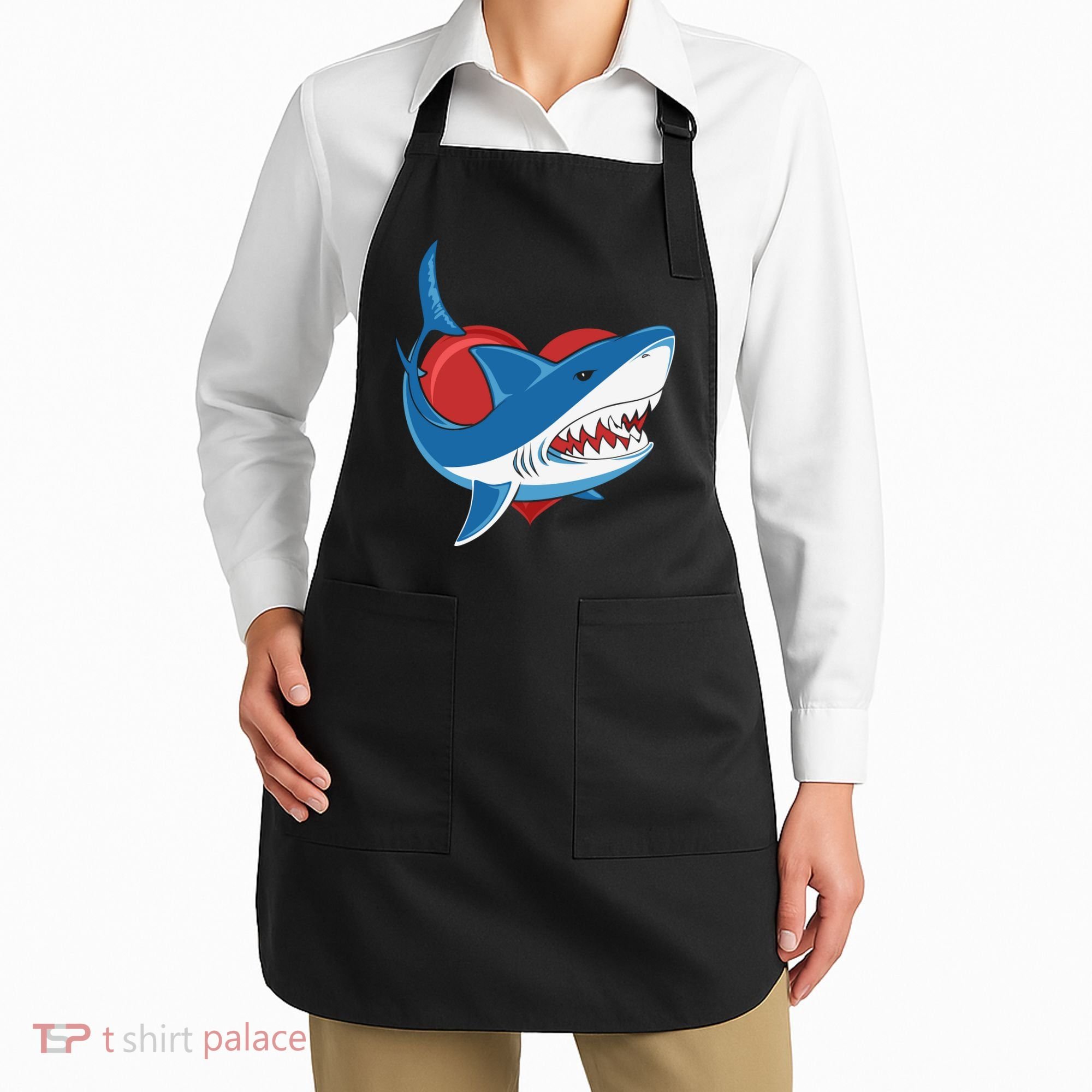 Shark With Heart, Shark Lovers Valentine Gift For Valentine Day Apron
