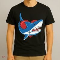 Shark With Heart, Shark Lovers Valentine Gift For Valentine Day T-Shirt thumb 3