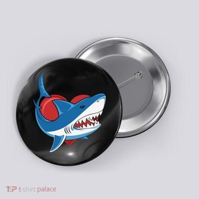 Shark With Heart, Shark Lovers Valentine Gift For Valentine Day Button