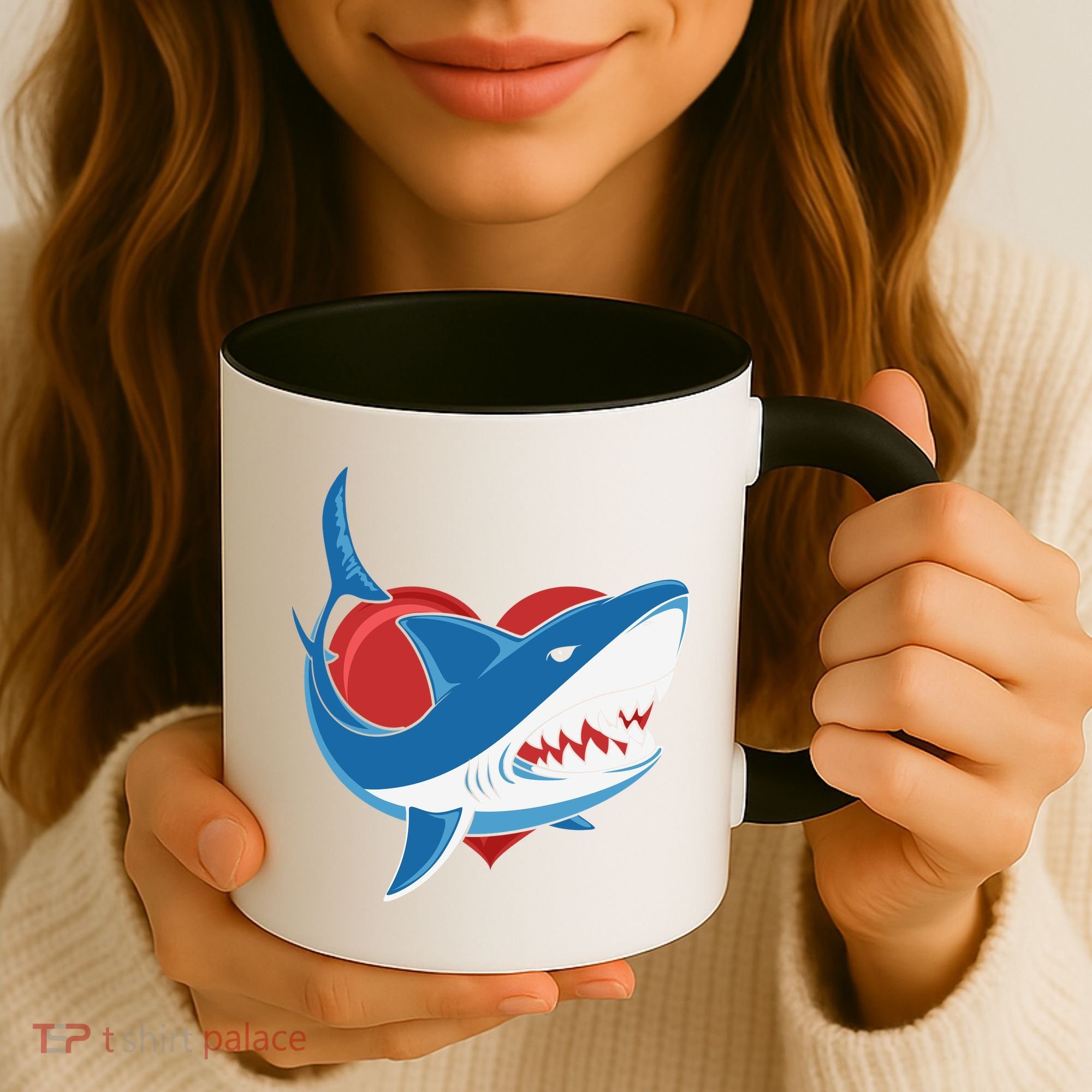 Shark With Heart, Shark Lovers Valentine Gift For Valentine Day Coffee Mug