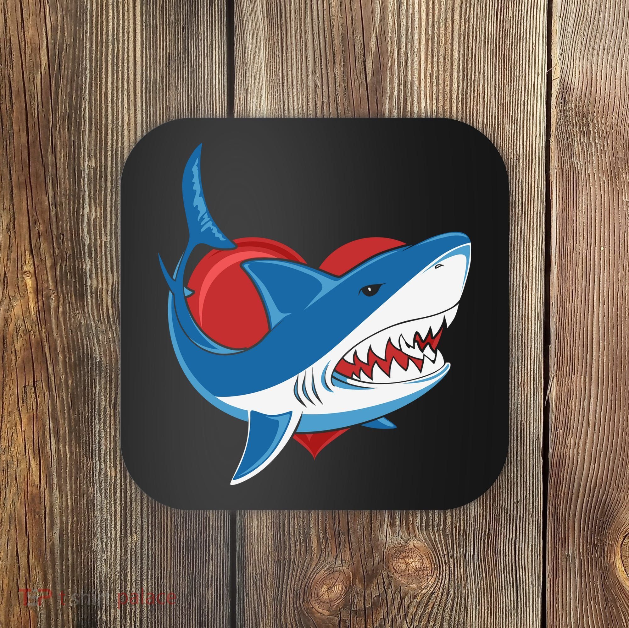 Shark With Heart, Shark Lovers Valentine Gift For Valentine Day Coaster