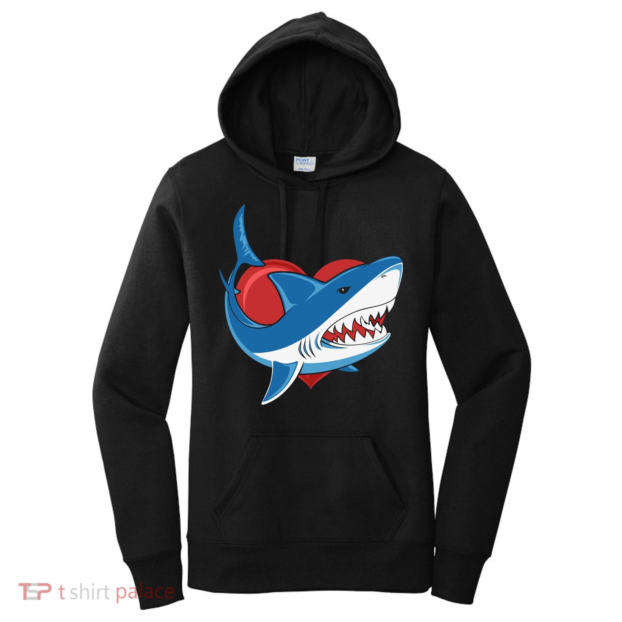 Shark With Heart, Shark Lovers Valentine Gift For Valentine Day Women's Hoodie