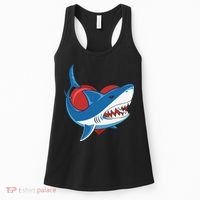 Shark With Heart, Shark Lovers Valentine Gift For Valentine Day Women's Tank Top thumb 0