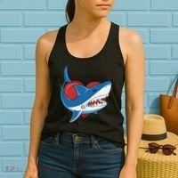 Shark With Heart, Shark Lovers Valentine Gift For Valentine Day Women's Tank Top thumb 2