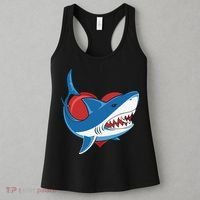 Shark With Heart, Shark Lovers Valentine Gift For Valentine Day Women's Tank Top thumb 3