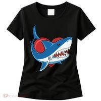 Shark With Heart, Shark Lovers Valentine Gift For Valentine Day Women's T-Shirt thumb 0