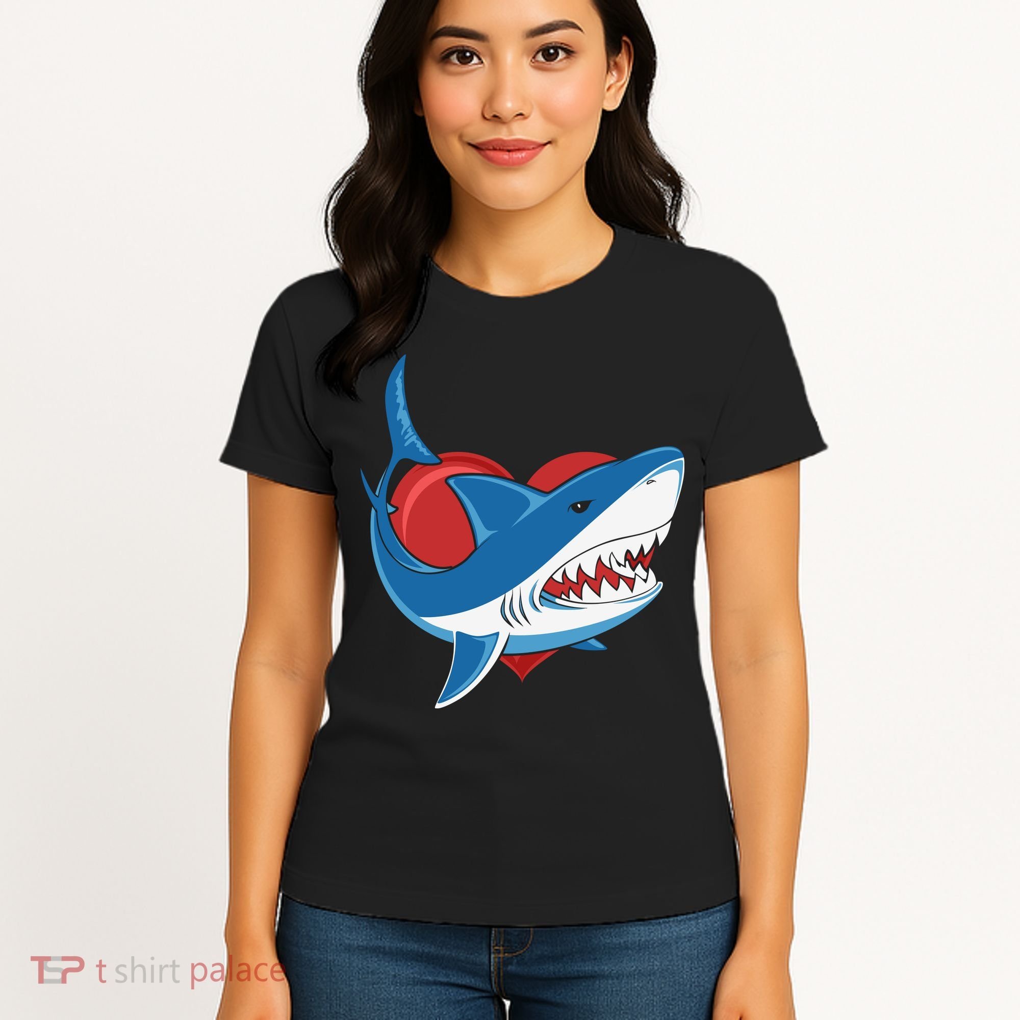 Shark With Heart, Shark Lovers Valentine Gift For Valentine Day Women's T-Shirt