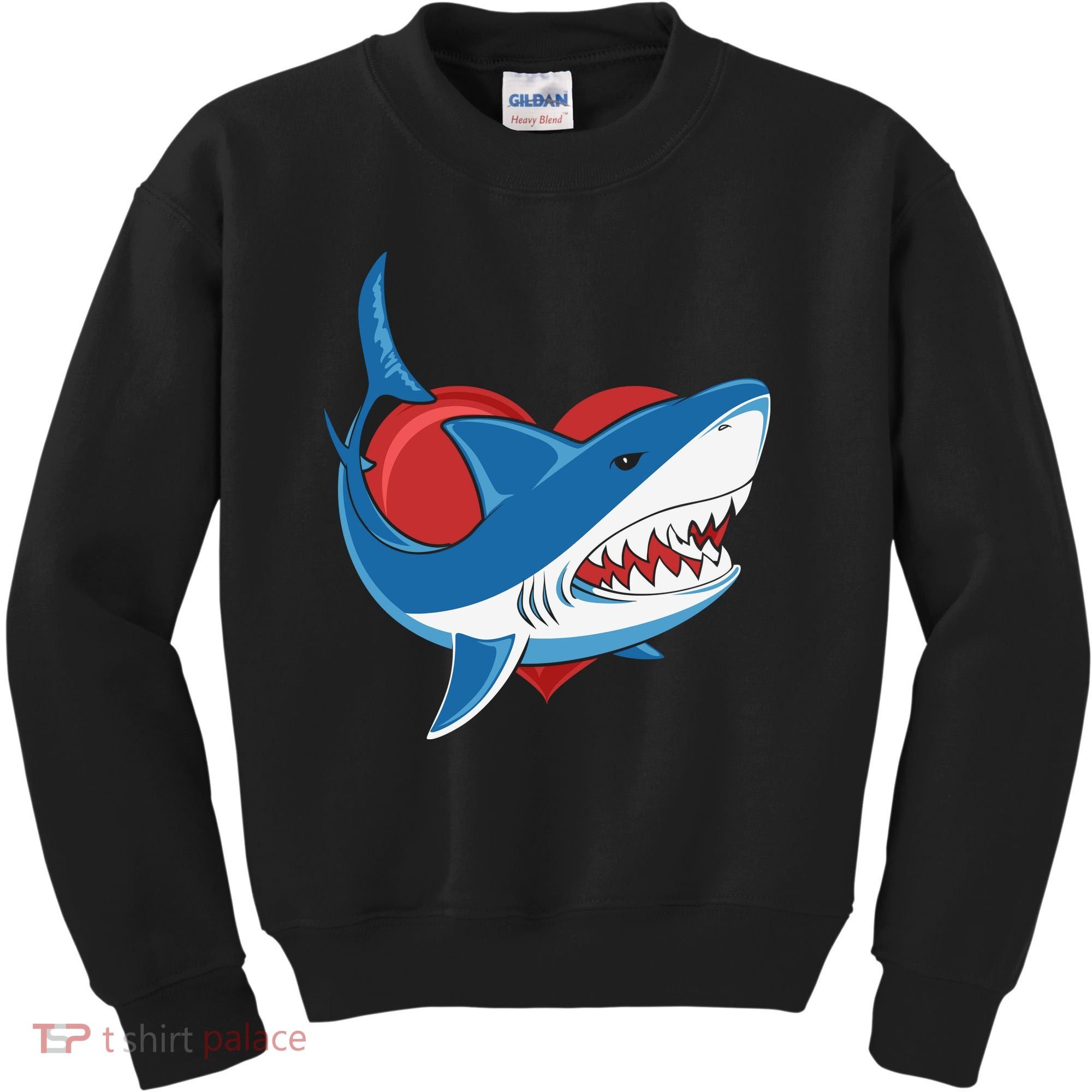 Shark With Heart, Shark Lovers Valentine Gift For Valentine Day Kids Sweatshirt