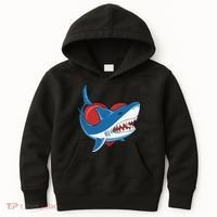 Shark With Heart, Shark Lovers Valentine Gift For Valentine Day Kids Hoodie thumb 0