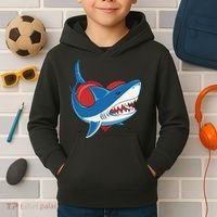 Shark With Heart, Shark Lovers Valentine Gift For Valentine Day Kids Hoodie thumb 2