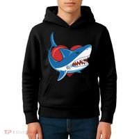 Shark With Heart, Shark Lovers Valentine Gift For Valentine Day Kids Hoodie thumb 4