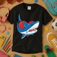Shark With Heart, Shark Lovers Valentine Gift For Valentine Day Kids T-Shirt thumb 3