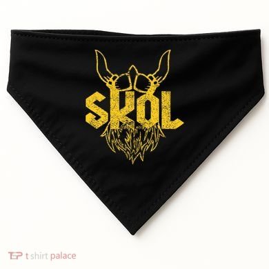 Skol With Helmet And Beard Distressed USA-Made Doggie Bandana