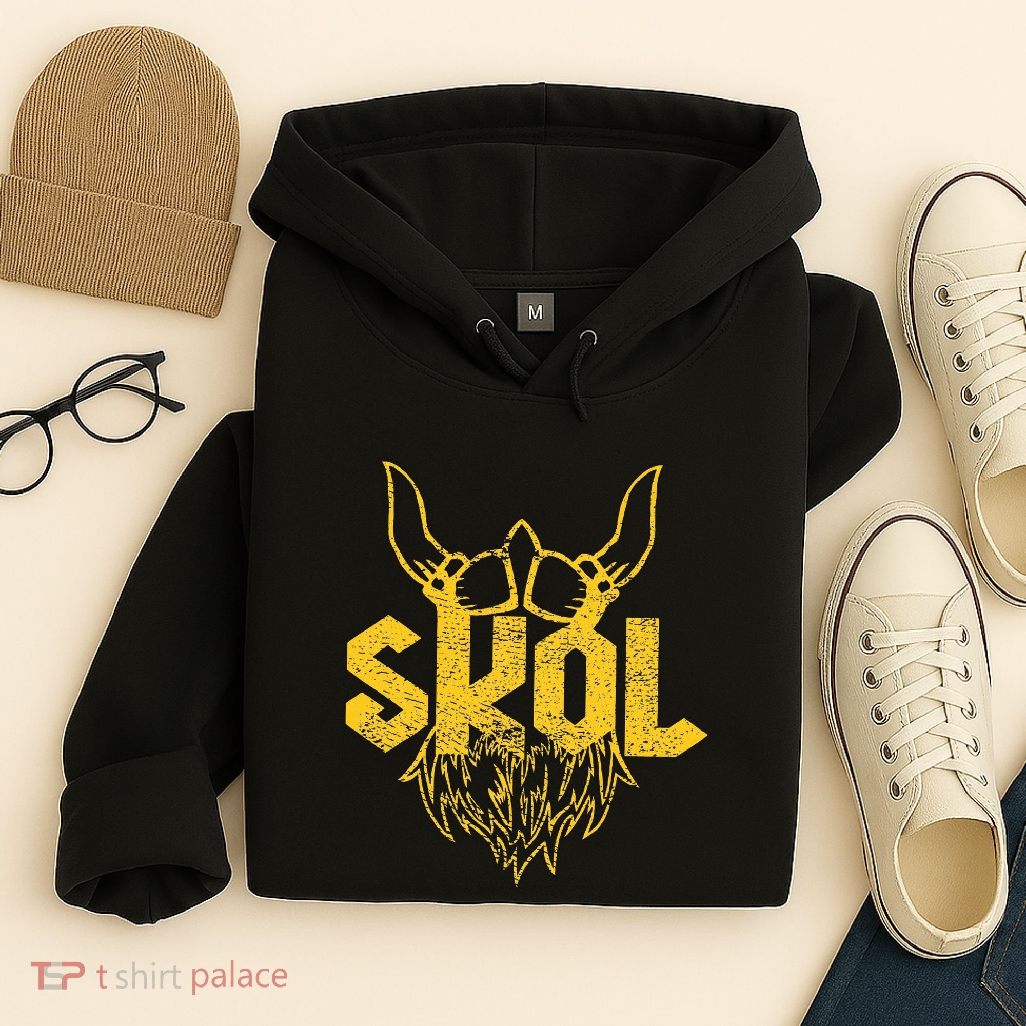 Skol With Helmet And Beard Distressed Hoodie