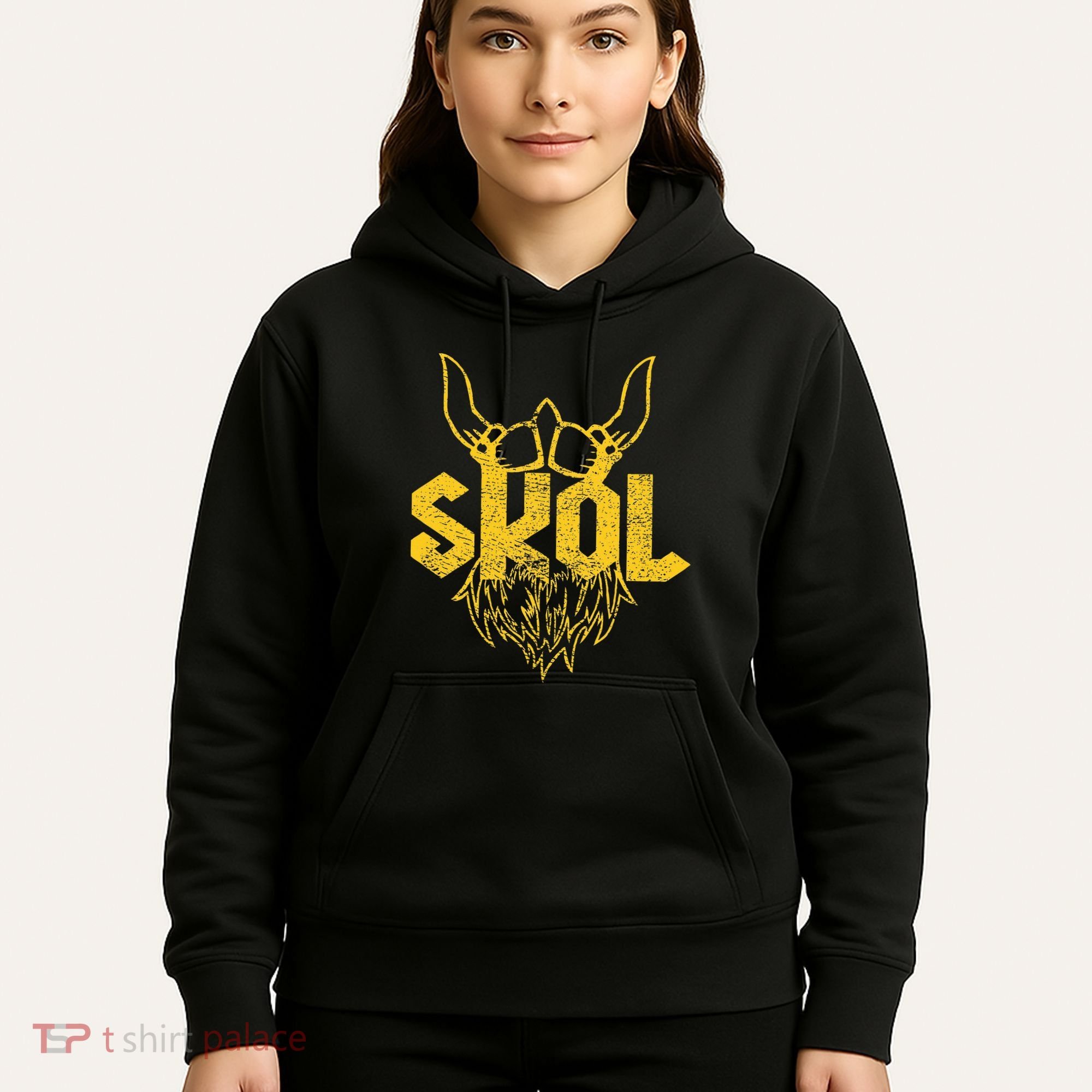 Skol With Helmet And Beard Distressed Hoodie