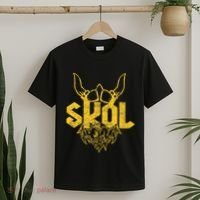Skol With Helmet And Beard Distressed T-Shirt thumb 2