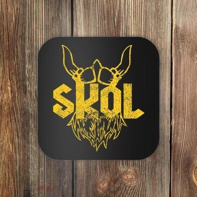 Skol With Helmet And Beard Distressed Coaster