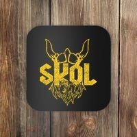 Skol With Helmet And Beard Distressed Coaster thumb 0