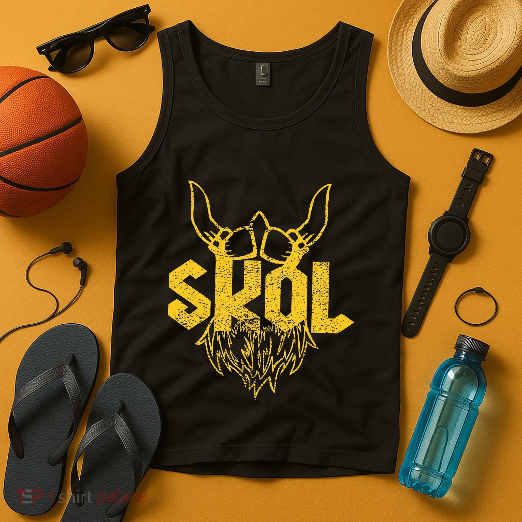 Skol With Helmet And Beard Distressed Tank Top