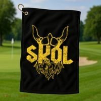 Skol With Helmet And Beard Distressed Golf Towel thumb 1