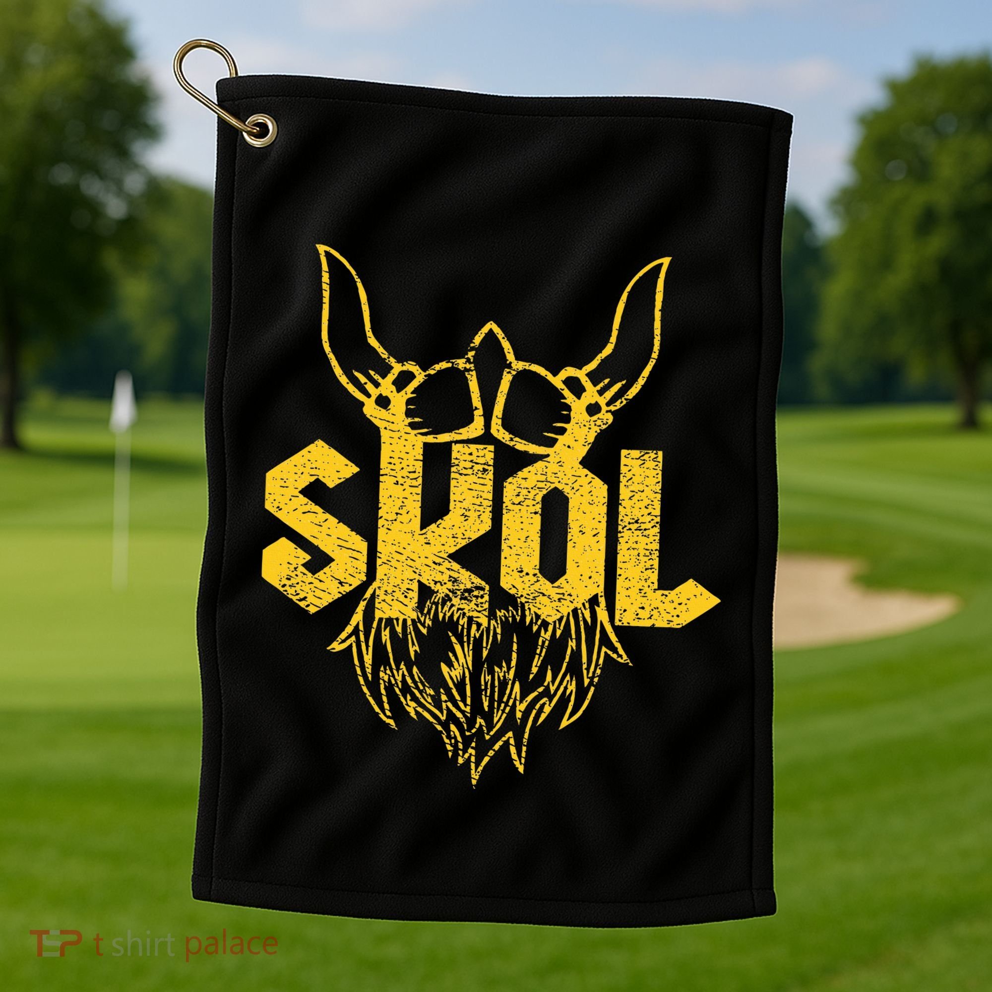 Skol With Helmet And Beard Distressed Golf Towel