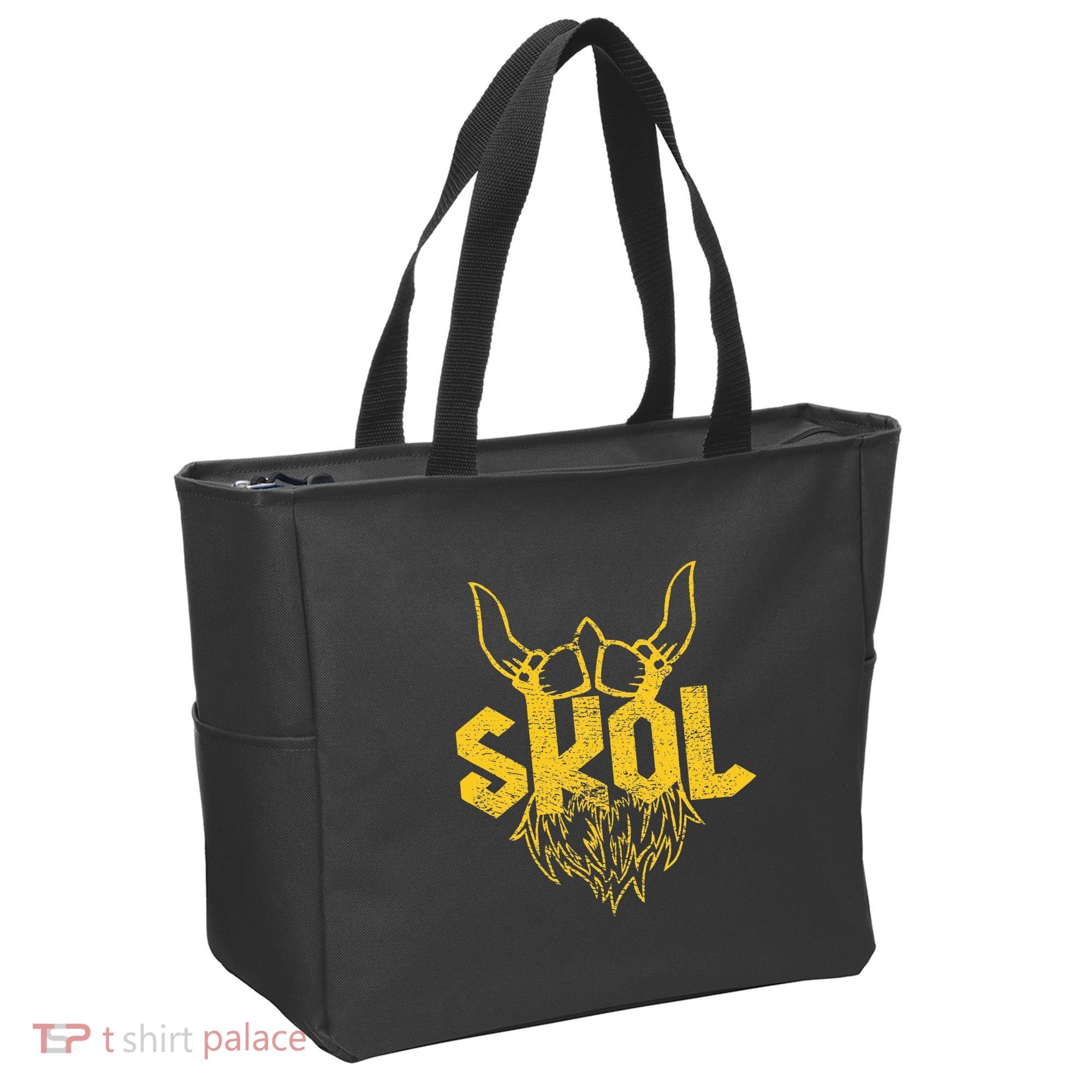 Skol With Helmet And Beard Distressed Tote Bag