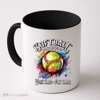 Softball Work Hard Play Hard Fastpitch Slowpitch Softball Coffee Mug thumb 0