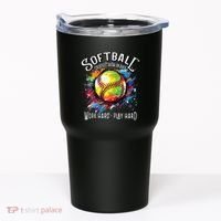 Softball Work Hard Play Hard Fastpitch Slowpitch Softball Tumbler thumb 0