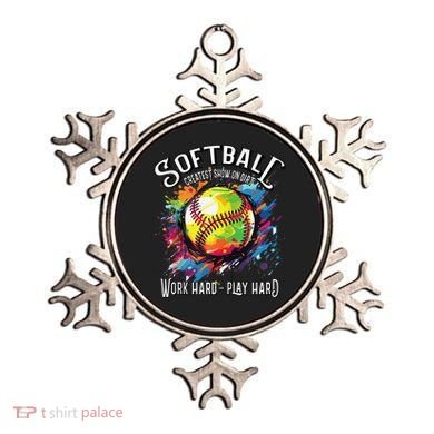Softball Work Hard Play Hard Fastpitch Slowpitch Softball Ornament