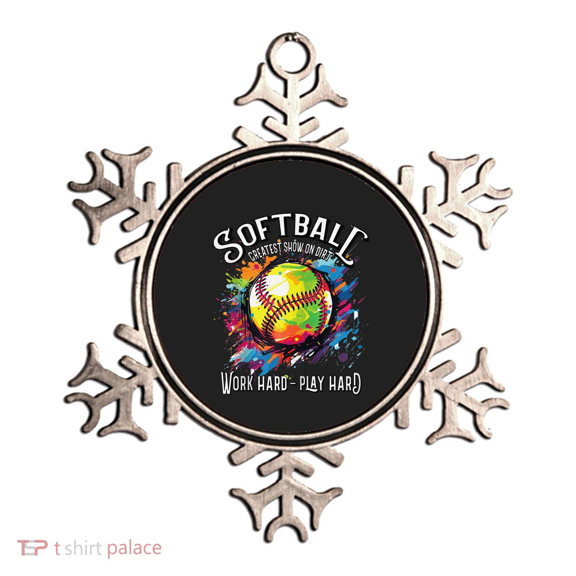 Softball Work Hard Play Hard Fastpitch Slowpitch Softball Ornament