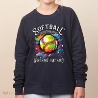 Softball Work Hard Play Hard Fastpitch Slowpitch Softball Women's Sweatshirt thumb 0