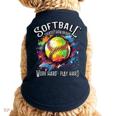 Softball Work Hard Play Hard Fastpitch Slowpitch Softball Doggie Tank