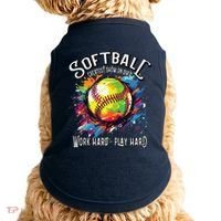 Softball Work Hard Play Hard Fastpitch Slowpitch Softball Doggie Tank thumb 0