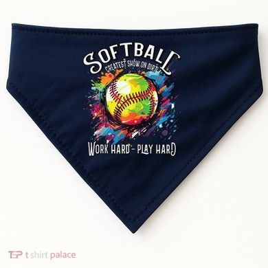 Softball Work Hard Play Hard Fastpitch Slowpitch Softball USA-Made Doggie Bandana