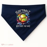 Softball Work Hard Play Hard Fastpitch Slowpitch Softball USA-Made Doggie Bandana thumb 0