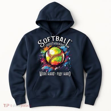Softball Work Hard Play Hard Fastpitch Slowpitch Softball Hoodie