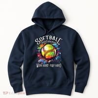 Softball Work Hard Play Hard Fastpitch Slowpitch Softball Hoodie thumb 0