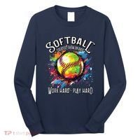 Softball Work Hard Play Hard Fastpitch Slowpitch Softball Long Sleeve Shirt thumb 0