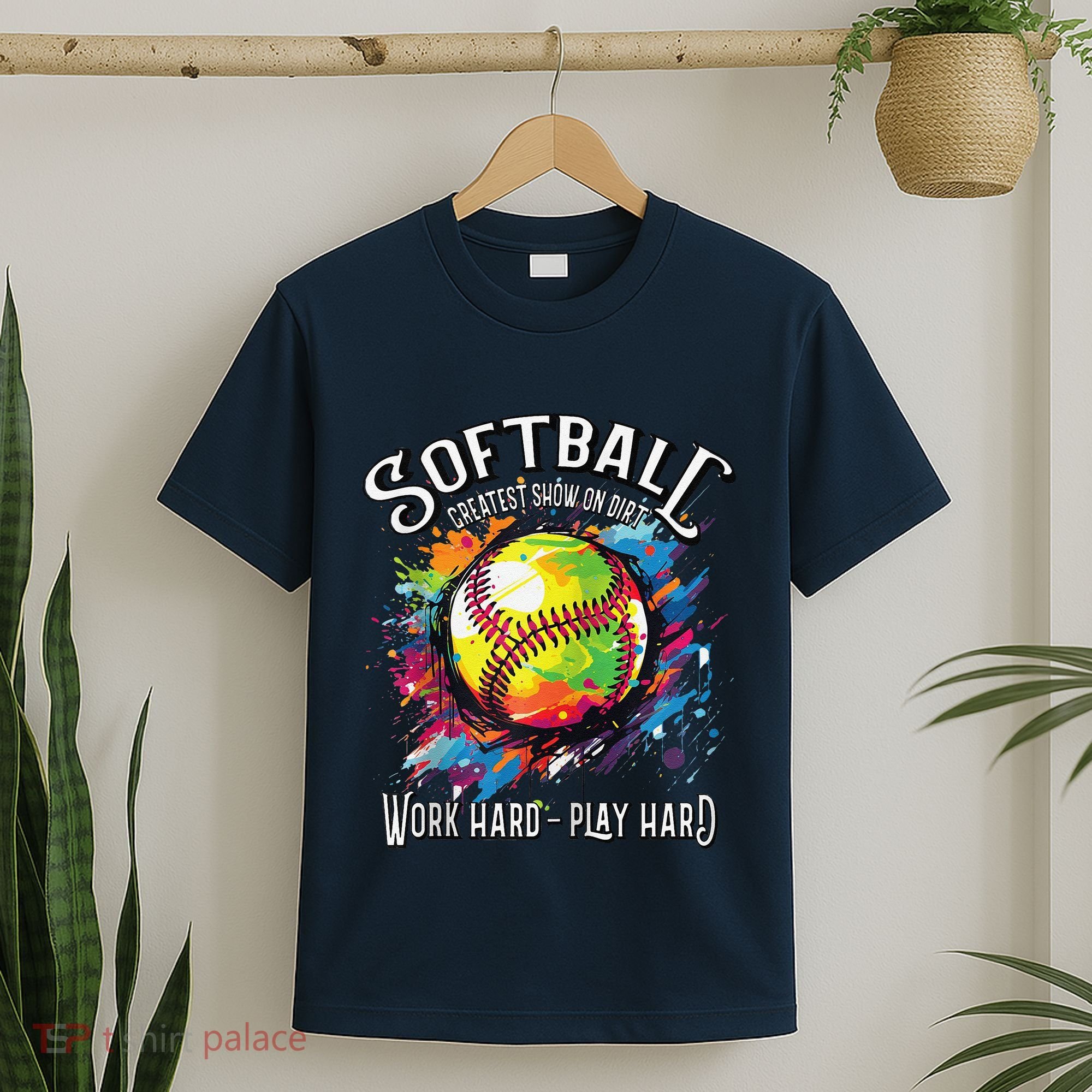 Softball Work Hard Play Hard Fastpitch Slowpitch Softball T-Shirt