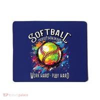 Softball Work Hard Play Hard Fastpitch Slowpitch Softball Mousepad thumb 0