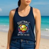 Softball Work Hard Play Hard Fastpitch Slowpitch Softball Women's Tank Top thumb 2