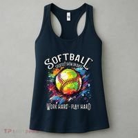 Softball Work Hard Play Hard Fastpitch Slowpitch Softball Women's Tank Top thumb 3