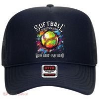 Softball Work Hard Play Hard Fastpitch Slowpitch Softball Hat thumb 0